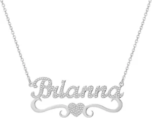 NOUMANDA Full Diamond Personalized Custom Name Necklace Love Heart Pendant Delicate Shining Initial Letter Jewelry for Women