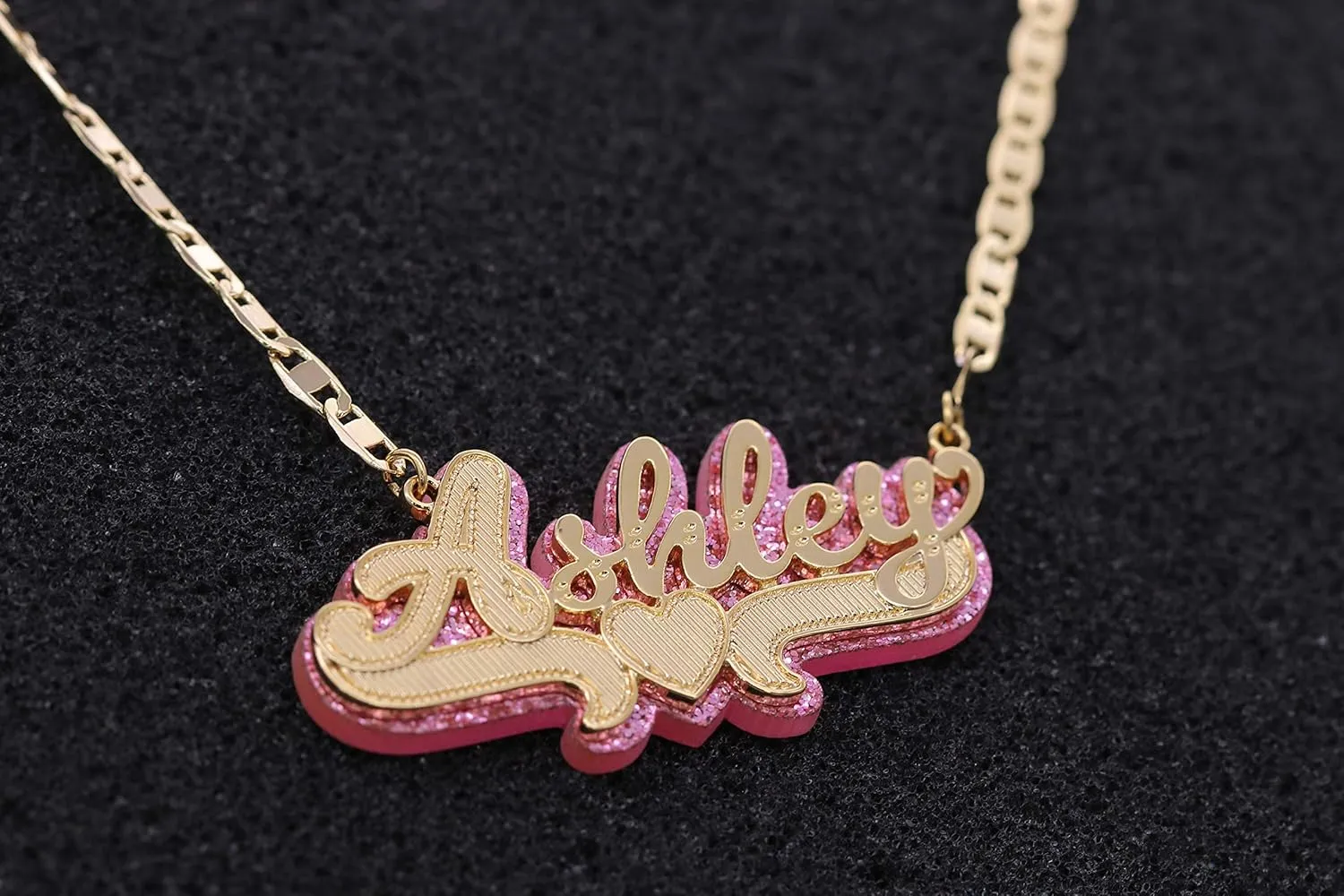 NOUMANDA Personalized Custom Name Necklace with Acrylic Board Nameplate Double Layer Pendant Delicate Jewelry