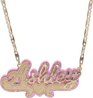 NOUMANDA Personalized Custom Name Necklace with Acrylic Board Nameplate Double Layer Pendant Delicate Jewelry