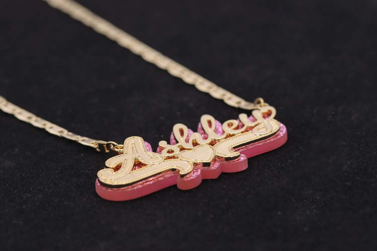 NOUMANDA Personalized Custom Name Necklace with Acrylic Board Nameplate Double Layer Pendant Delicate Jewelry