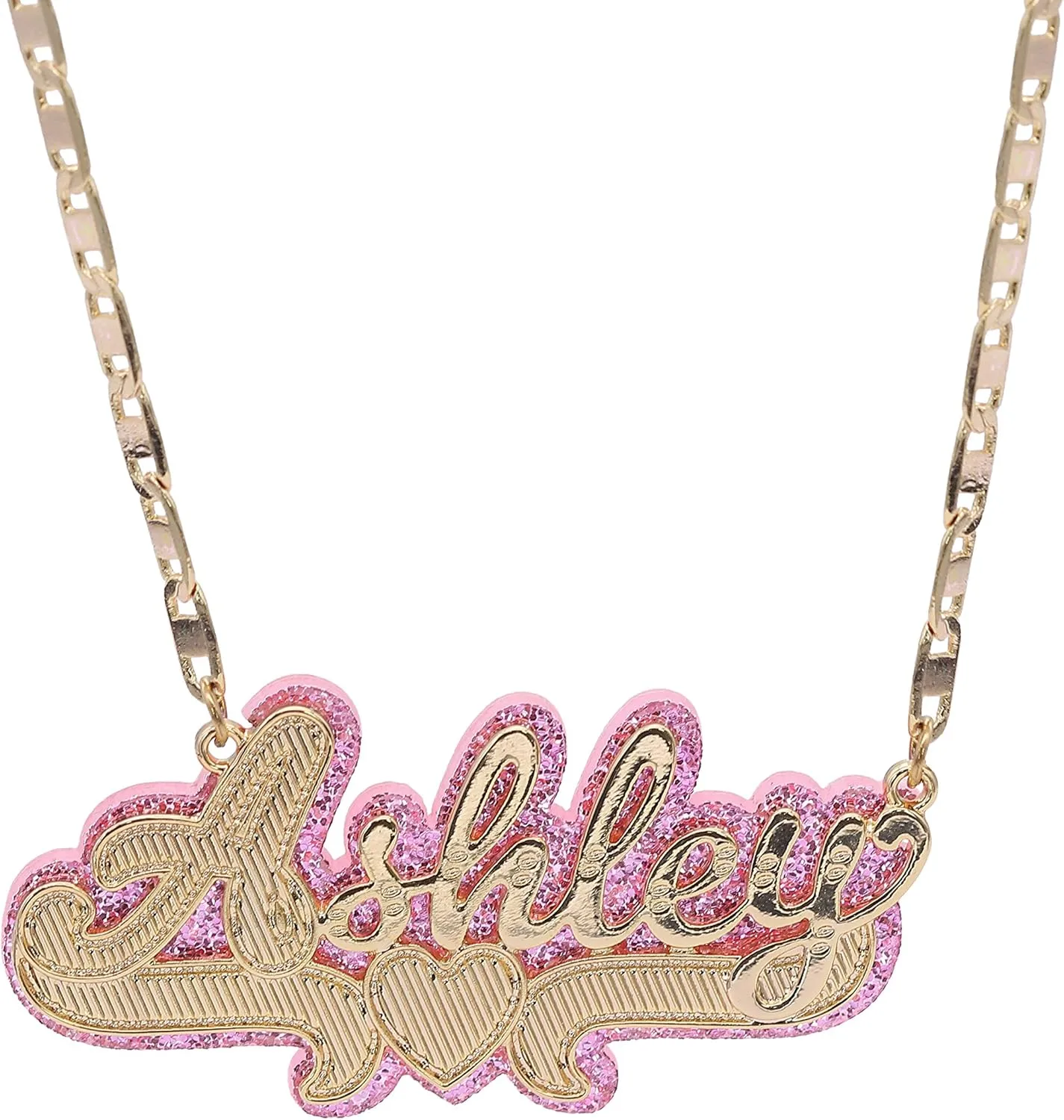 NOUMANDA Personalized Custom Name Necklace with Acrylic Board Nameplate Double Layer Pendant Delicate Jewelry