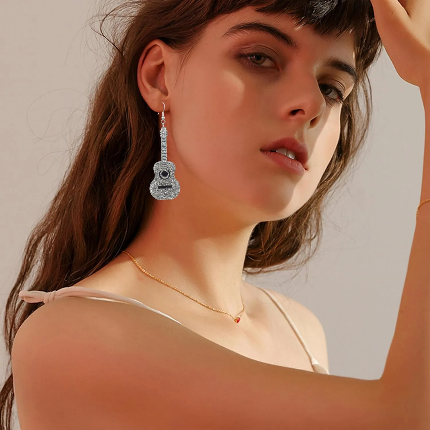 Novelty Punk Music Renaissance Dangle Earrings Bass Electric Guitar Dangle Drop Earrings For Women