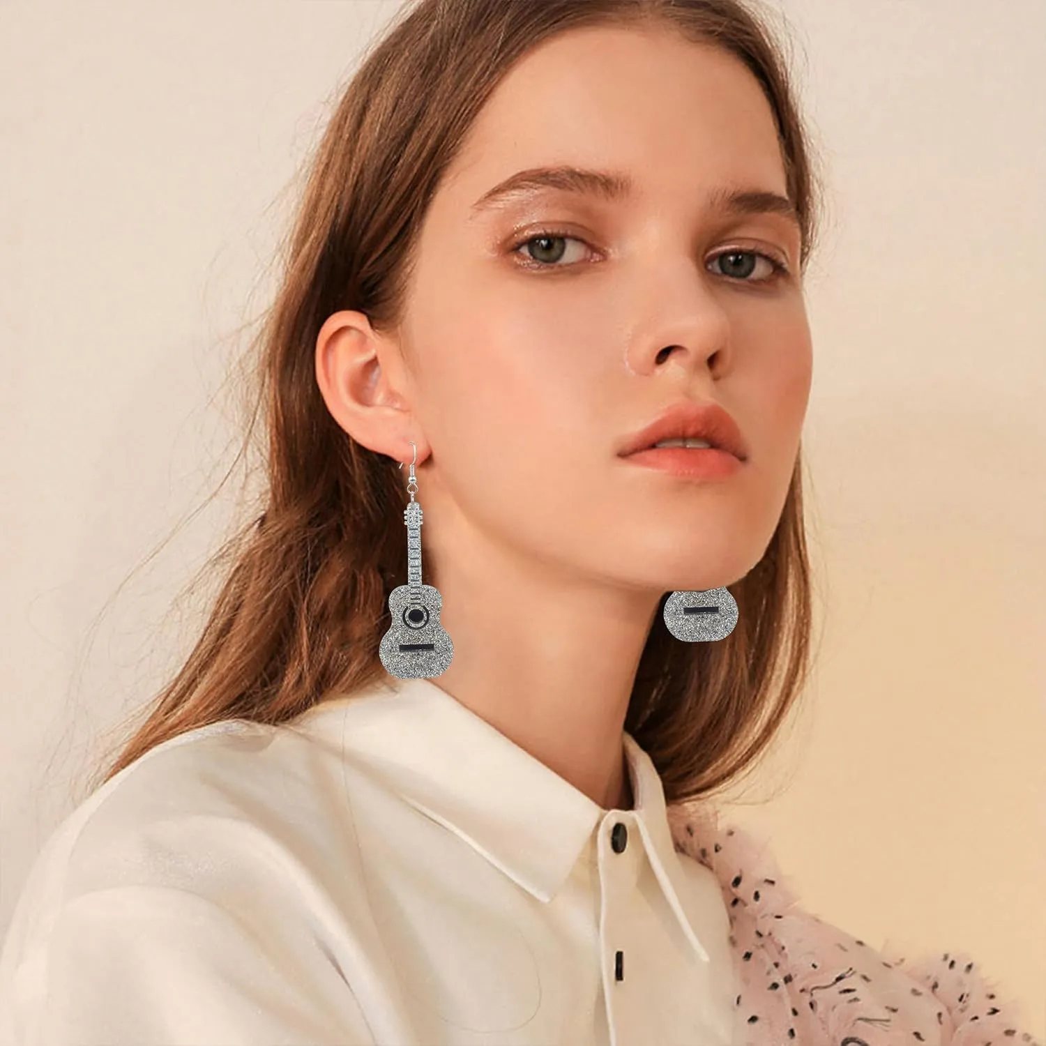 Novelty Punk Music Renaissance Dangle Earrings Bass Electric Guitar Dangle Drop Earrings For Women