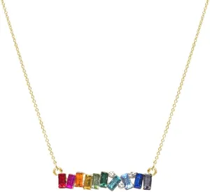 NTLX Rainbow Color Necklace Pendant for Women  Delicate & Elegant  14K Gold Plated  Embellished with Beautiful Rhinestone Crystals  Gift Box Included