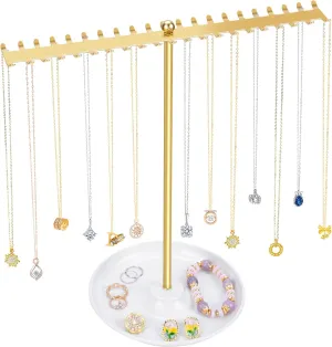OAOLEER Necklace Holder Organizer, Jewelry Holder Stand Display Gold Metal Jewelry Tree Storage for Women Girls for Necklaces Bracelets Earrings Rings