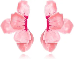 Oversized Petals Large Boho Stud Earrings for Women Enamel Pink Large Flower Hawaiian Vacation Cute Funky Statement Fashion Jewelry