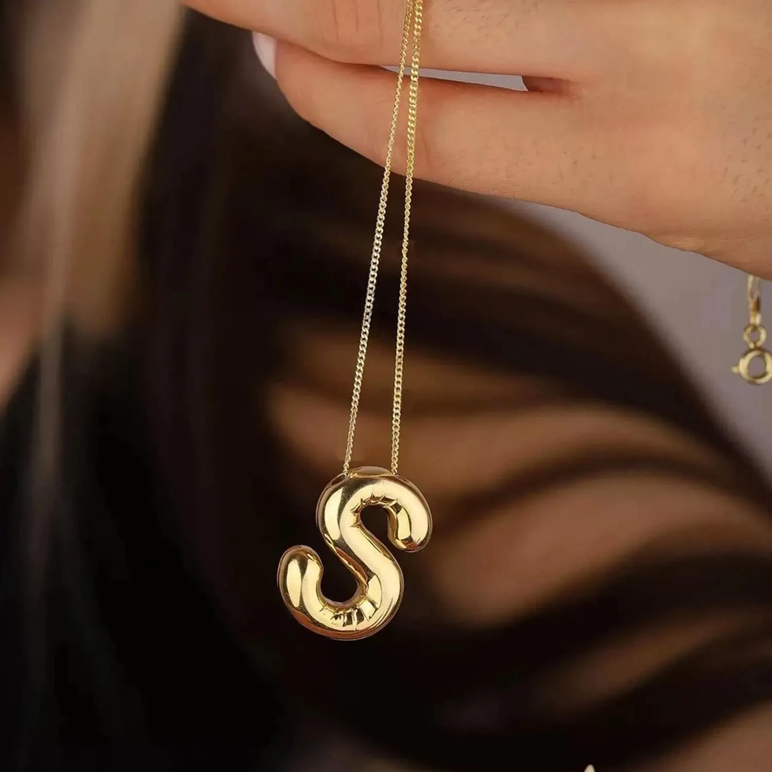 Ovian Balloon Letters Necklace for Women 18K Gold Plated Stainless Steel Personalized Name Necklace Delicate Gold Initial Necklace