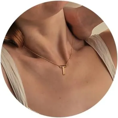 Ovian Balloon Letters Necklace for Women 18K Gold Plated Stainless Steel Personalized Name Necklace Delicate Gold Initial Necklace