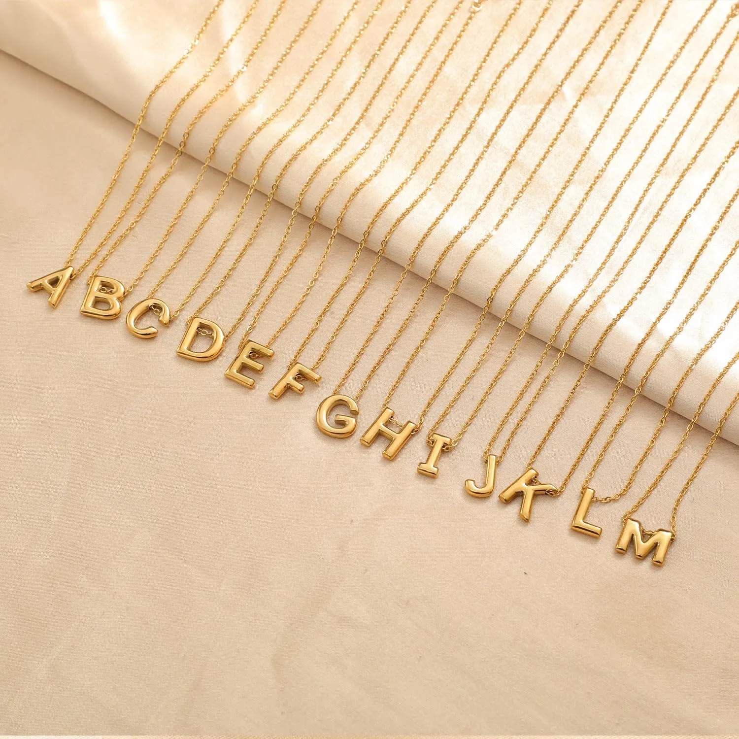 Ovian Balloon Letters Necklace for Women 18K Gold Plated Stainless Steel Personalized Name Necklace Delicate Gold Initial Necklace