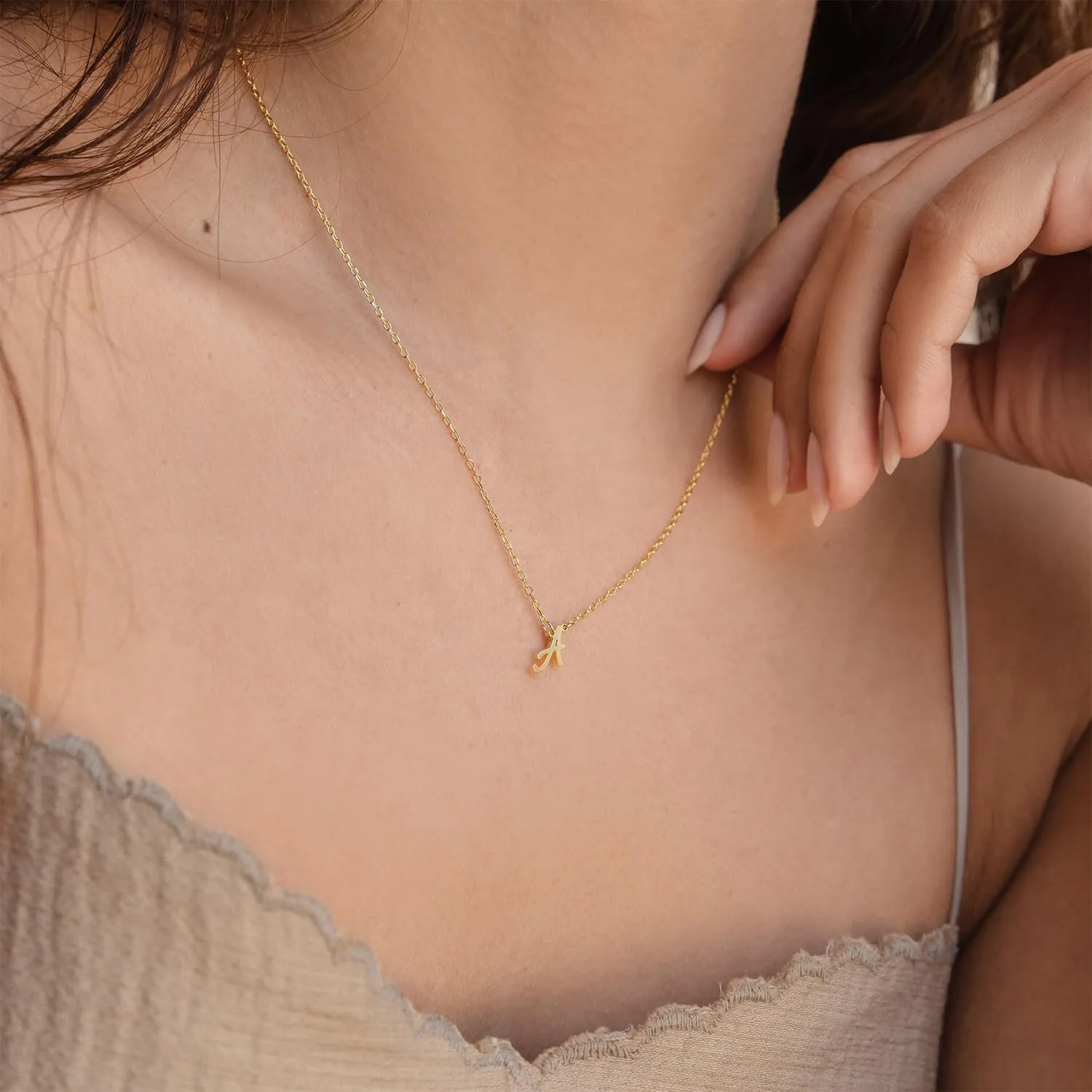 Ovian Gold Initial Necklace for Women 18K Gold Plated Stainless Steel Dainty Small Letters Necklaces Delicate Personalized Monogram Name Necklace