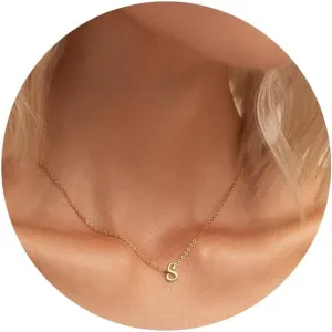Ovian Gold Initial Necklace for Women 18K Gold Plated Stainless Steel Dainty Small Letters Necklaces Delicate Personalized Monogram Name Necklace