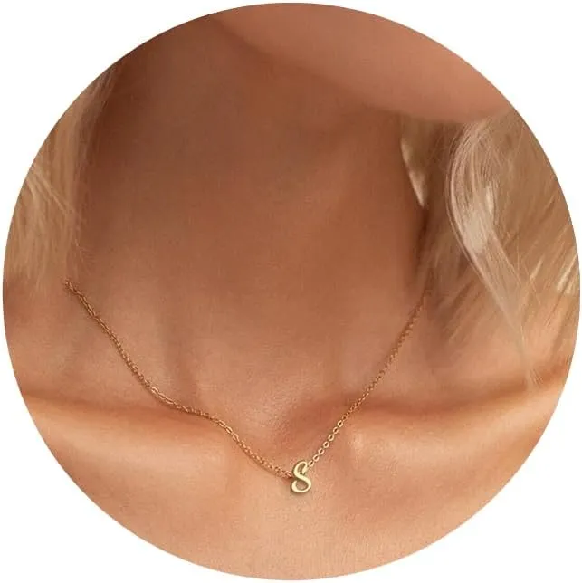 Ovian Gold Initial Necklace for Women 18K Gold Plated Stainless Steel Dainty Small Letters Necklaces Delicate Personalized Monogram Name Necklace