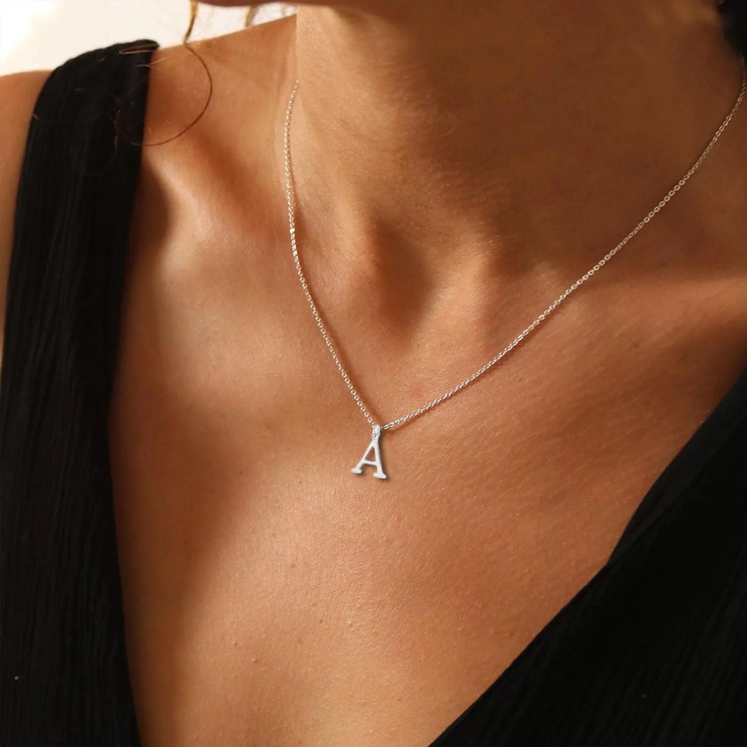 Ovian Gold Initial Necklace for Women 18K Gold Plated Stainless Steel Delicate Letter Pendant Necklace Personalized Name Necklace