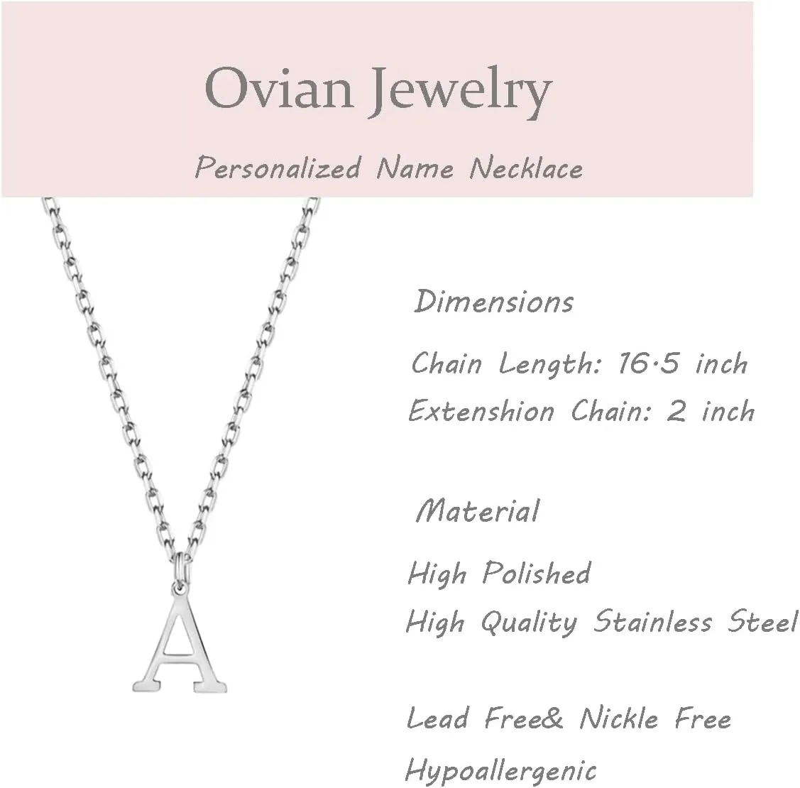 Ovian Gold Initial Necklace for Women 18K Gold Plated Stainless Steel Delicate Letter Pendant Necklace Personalized Name Necklace