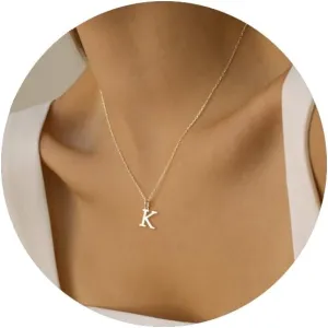 Ovian Gold Initial Necklace for Women 18K Gold Plated Stainless Steel Delicate Letter Pendant Necklace Personalized Name Necklace