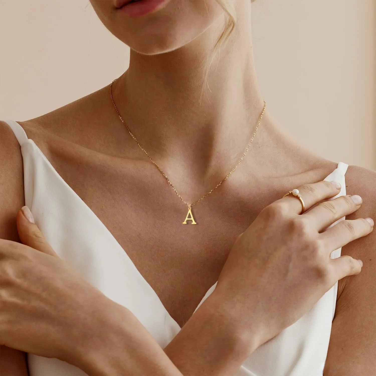 Ovian Gold Initial Necklace for Women 18K Gold Plated Stainless Steel Delicate Letter Pendant Necklace Personalized Name Necklace