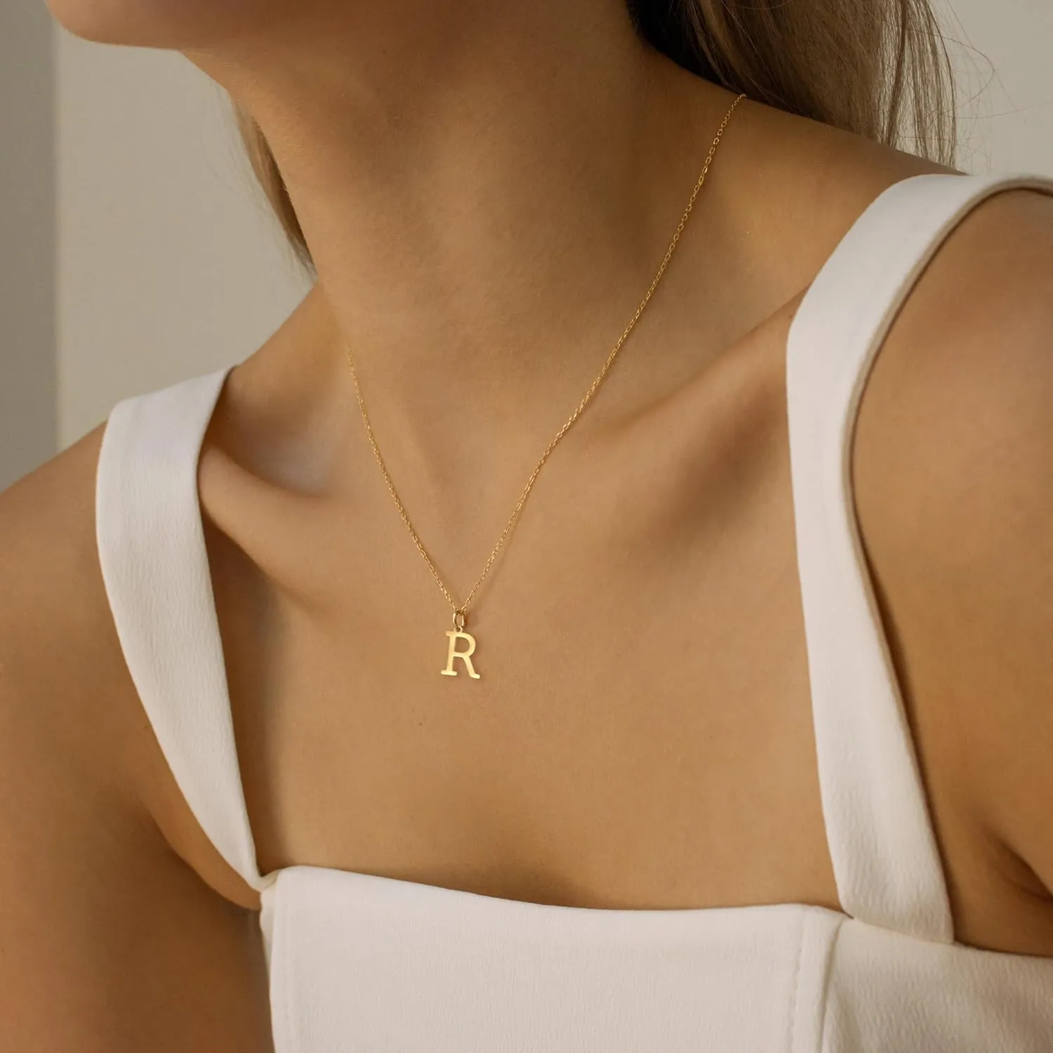 Ovian Gold Initial Necklace for Women 18K Gold Plated Stainless Steel Delicate Letter Pendant Necklace Personalized Name Necklace