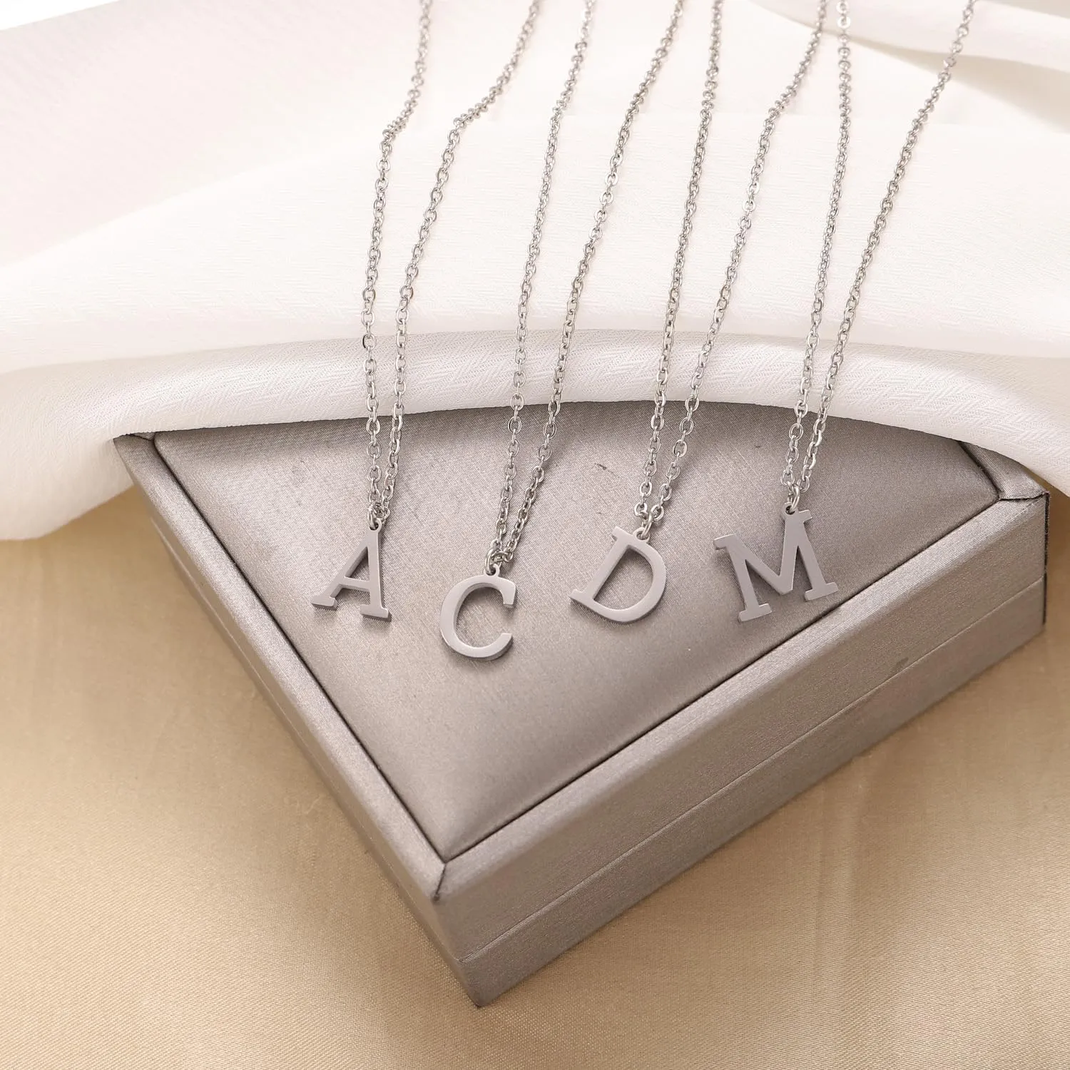 Ovian Gold Initial Necklace for Women 18K Gold Plated Stainless Steel Delicate Letter Pendant Necklace Personalized Name Necklace
