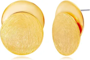 OZEL Gold Stud Earrings, Brushed Finish, 14K Gold Plated Fashion Jewelry for Women