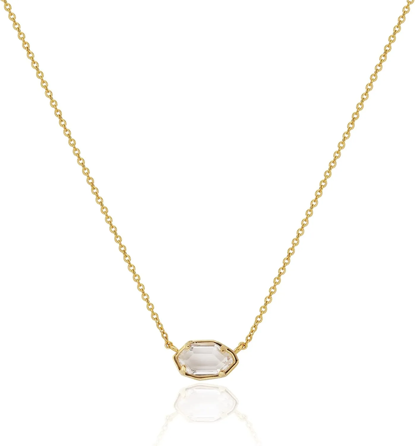 OZEL JEWELRY & GIFT Layered Gold Necklaces for Women - Crystal Colorful Delicate Cutting Pendant Necklace - 18K Gold Plated - Birthday Gifts (Made in Korea)