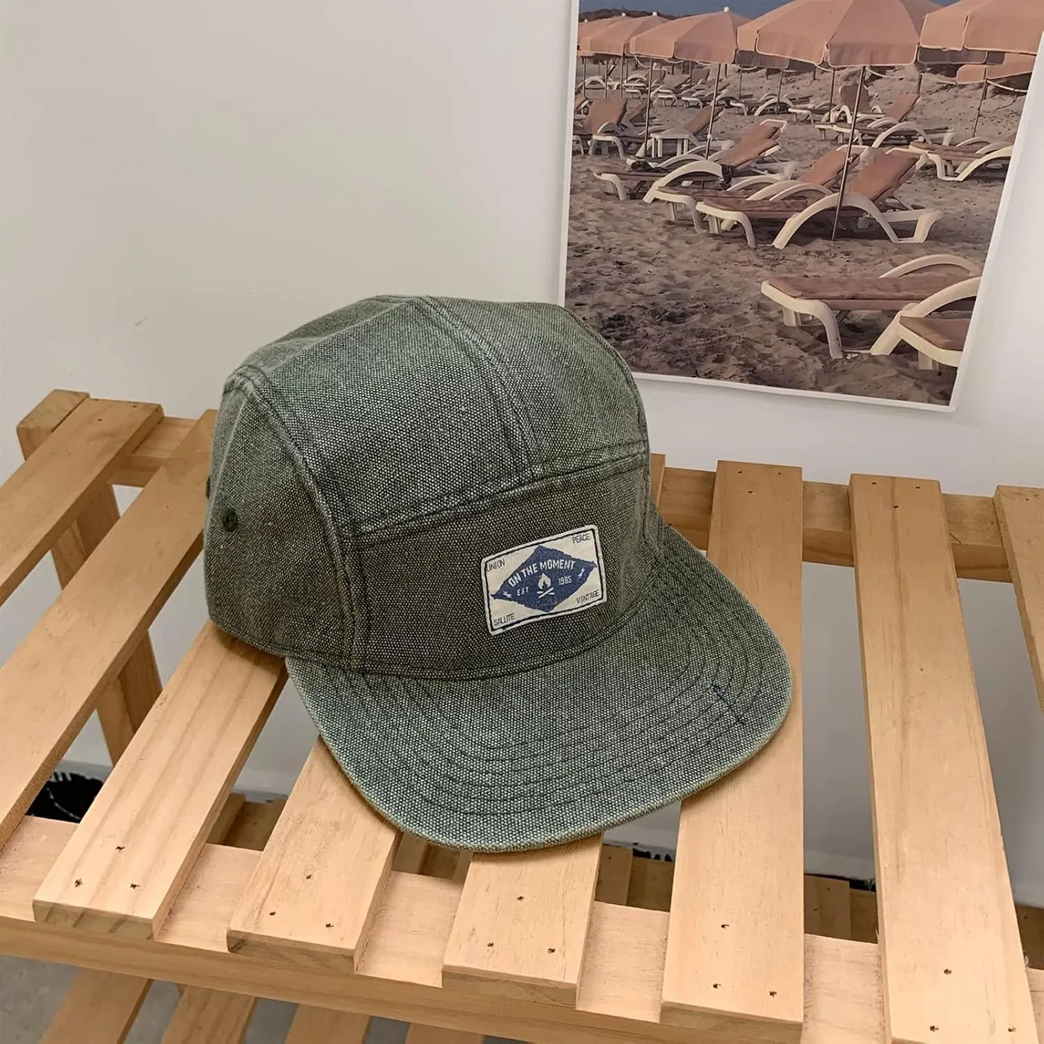 Panegy Denim 5 Panel Hat for Men Women Flat Brim Adjustable Lightweight Camp Cap Baseball Cap Skateboard
