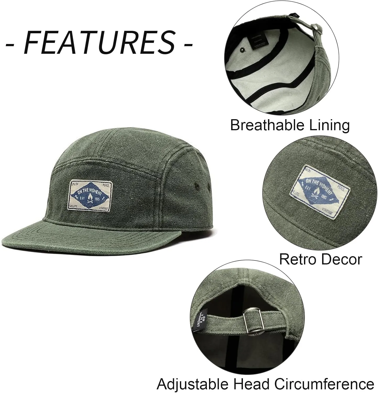 Panegy Denim 5 Panel Hat for Men Women Flat Brim Adjustable Lightweight Camp Cap Baseball Cap Skateboard