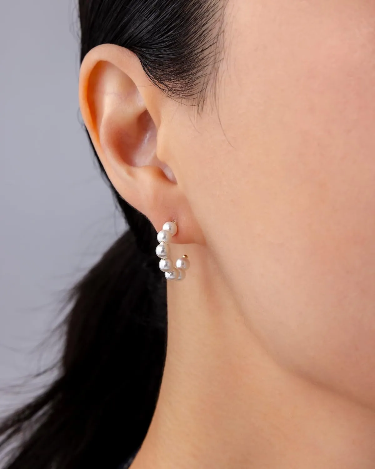 PAVOI 14K Gold-Plated Classic Pearl Hoop Earrings for Women | Freshwater Pearl Earring Pair
