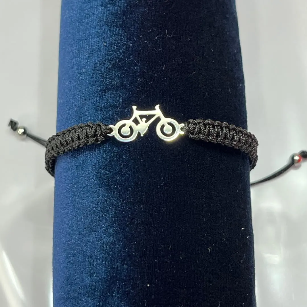 Personality Unique Bicycle Bracelets Stainless Steel Delicate Polished Adjustable best Jewelry Gift for friendship, Mother's day, back to school (BLACK)