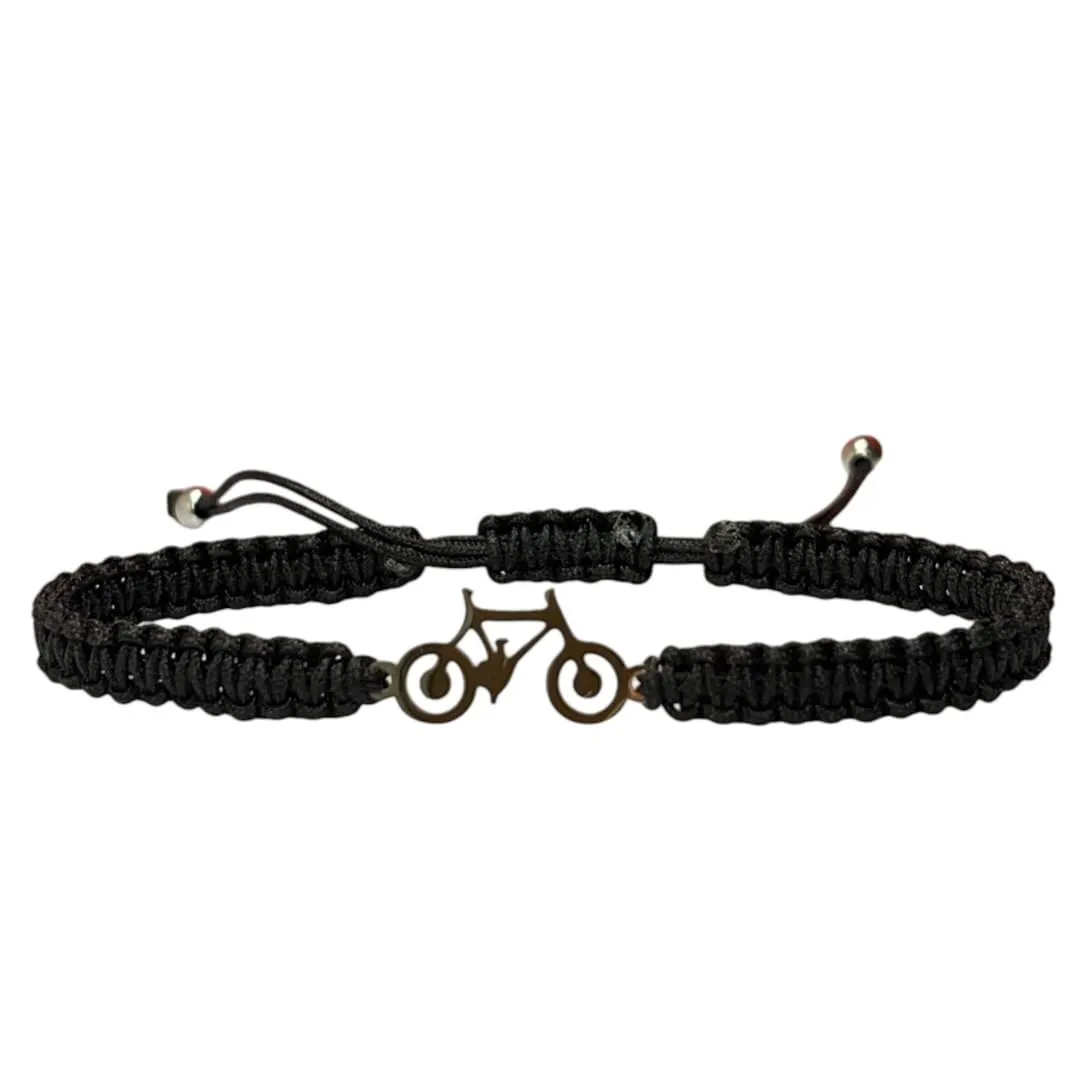 Personality Unique Bicycle Bracelets Stainless Steel Delicate Polished Adjustable best Jewelry Gift for friendship, Mother's day, back to school (BLACK)