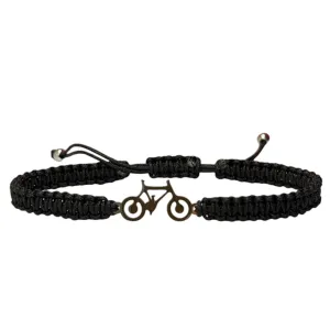 Personality Unique Bicycle Bracelets Stainless Steel Delicate Polished Adjustable best Jewelry Gift for friendship, Mother's day, back to school (BLACK)