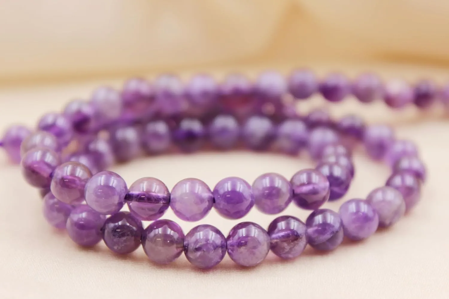 Personalized Beaded Bracelets, 6mm Gemstone Bracelet, Laser Engraved Bracelet, Customized Beaded Bracelet, Personalized Jewelry Gifts (Amethyst)