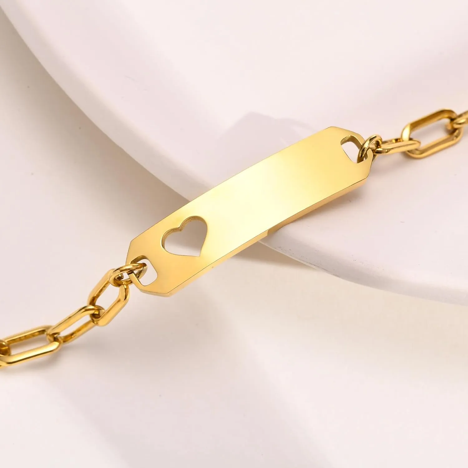 Personalized Best Friend Bracelets for 2-Personalized Initial Nameplate Gold Plated Stainless Steel Bar ID Adjustable Heart Tail Links Bracelets,BFF Friendship Birthday Bridesmaid Gift