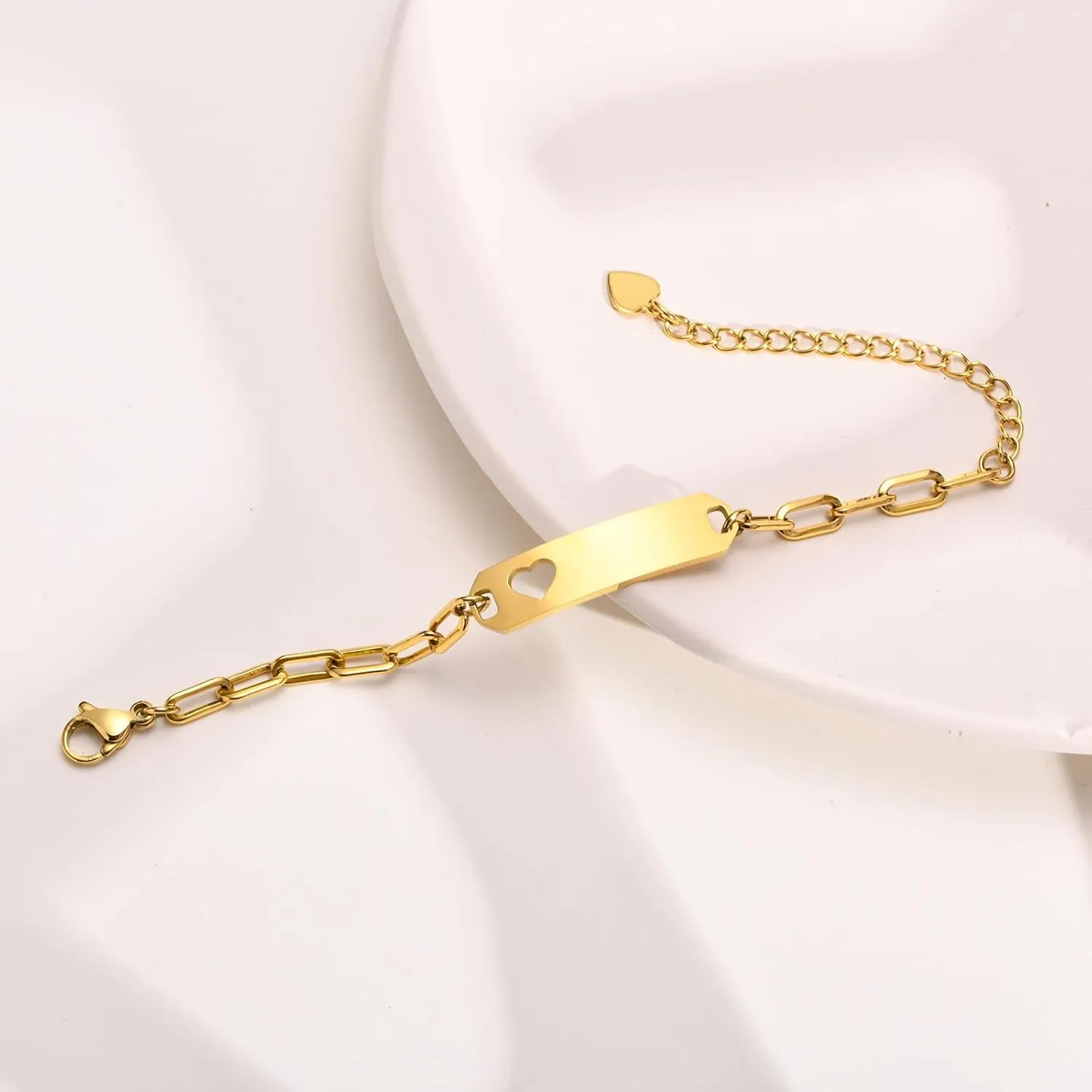 Personalized Best Friend Bracelets for 2-Personalized Initial Nameplate Gold Plated Stainless Steel Bar ID Adjustable Heart Tail Links Bracelets,BFF Friendship Birthday Bridesmaid Gift
