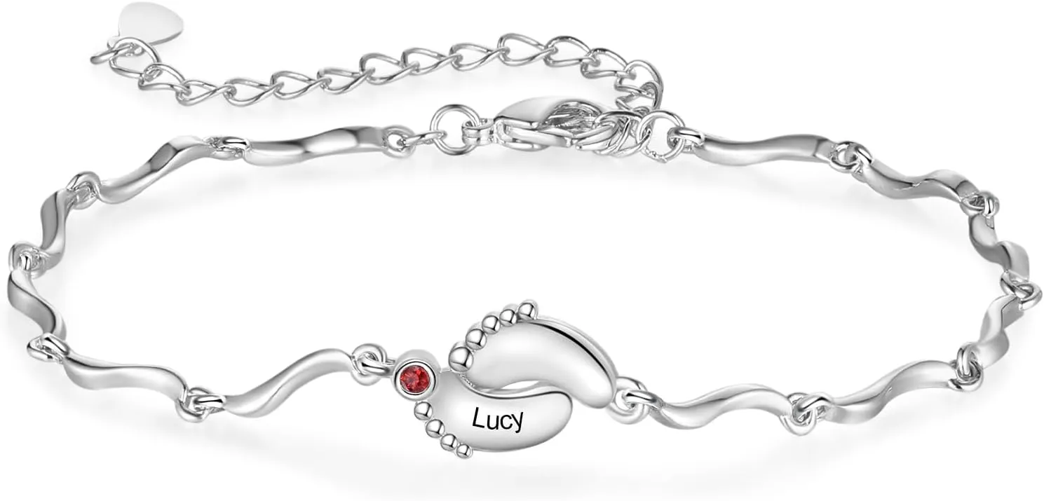 Personalized Birthstone Bracelets for Women Infinity Love Heart Charm Name Bracelet with 1-8 Birthstones Jewelry Mothers Day Gifts for Mom Daughter Wife Grandma
