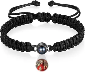 Personalized Bracelets with Picture Inside  Custom Gifts for Valentines Day Photo Bracelet for Women & Men, Memorial Couples Gift, Adjustable Wristband for Him & Her Christmas, Anniversary, Birthday