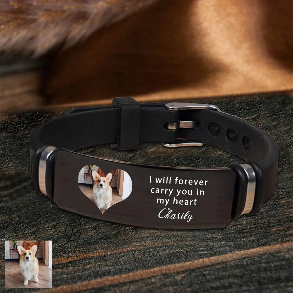 Personalized Bracelets with Picture Inside Customized Photo Bracelet Memorial Gift for Women Men Family Anniversary