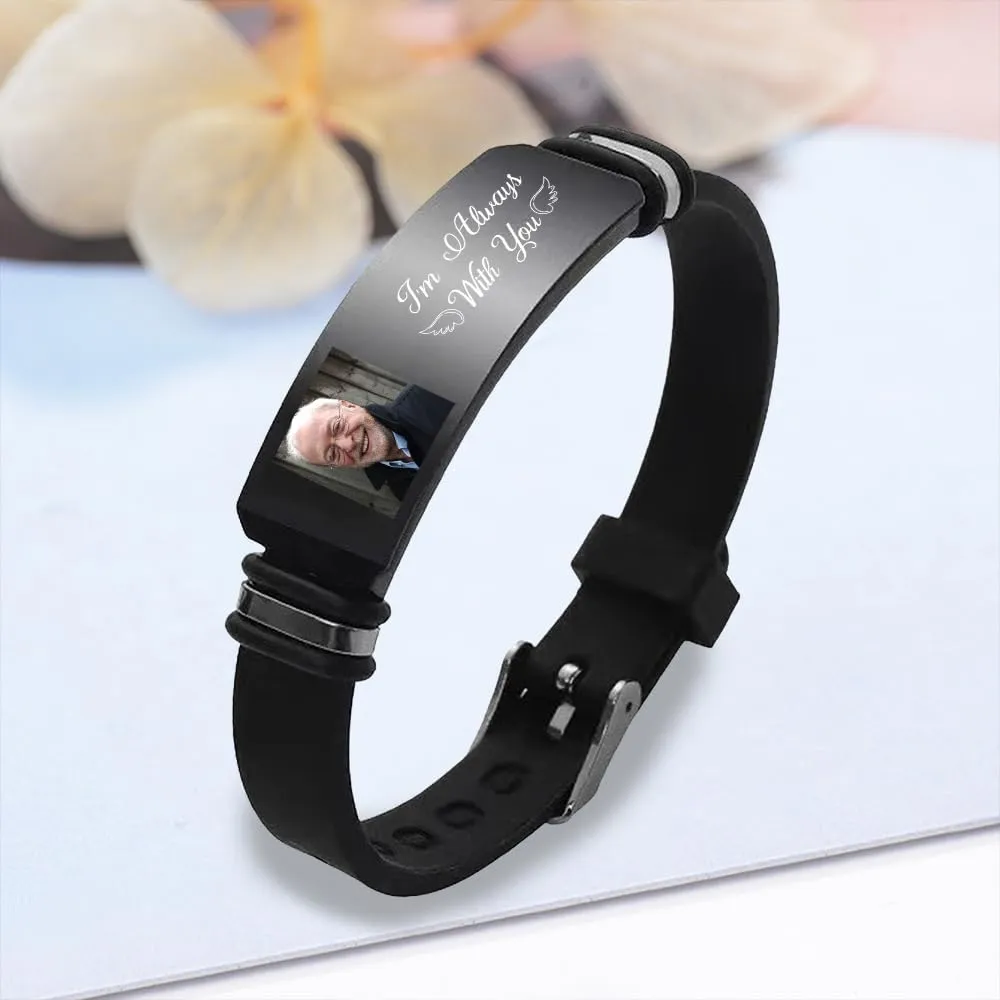 Personalized Bracelets with Picture Inside Customized Photo Bracelet Memorial Gift for Women Men Family Anniversary
