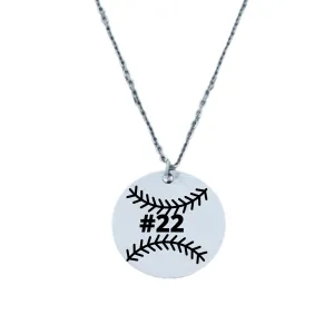 Personalized Engraved Softball Necklace with Name & Number, Custom Softball Gift, Softball Pendent Jewelry, Softball Players & Team Gifts