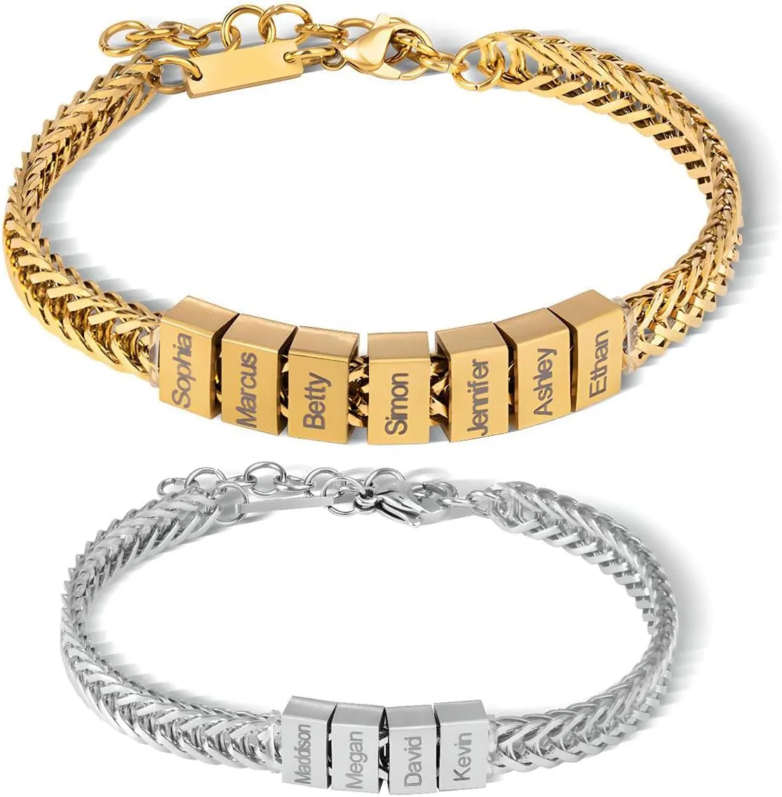 Personalized Mens Bracelet with Family Names Gifts from Daughter Son Dad Bracelet with Engraved Name Customized Fathers Day Bracelets for Men Custom Bracelets Birthday Gifts for Dad Daddy