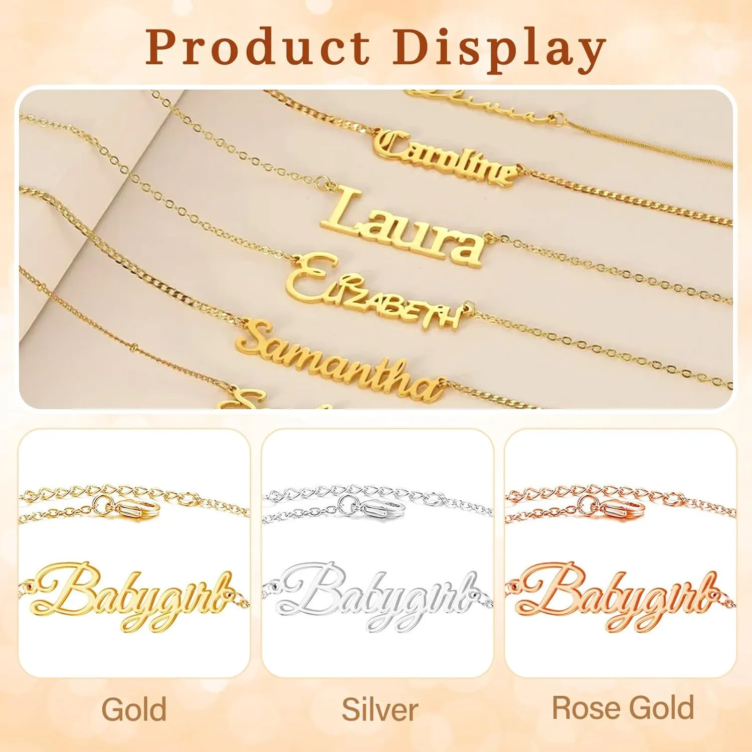 Personalized Name Bracelet - Custom Name Anklet Bracelets, 18K Gold Plated Personalized Jewelry Gift for Women Girls Mom