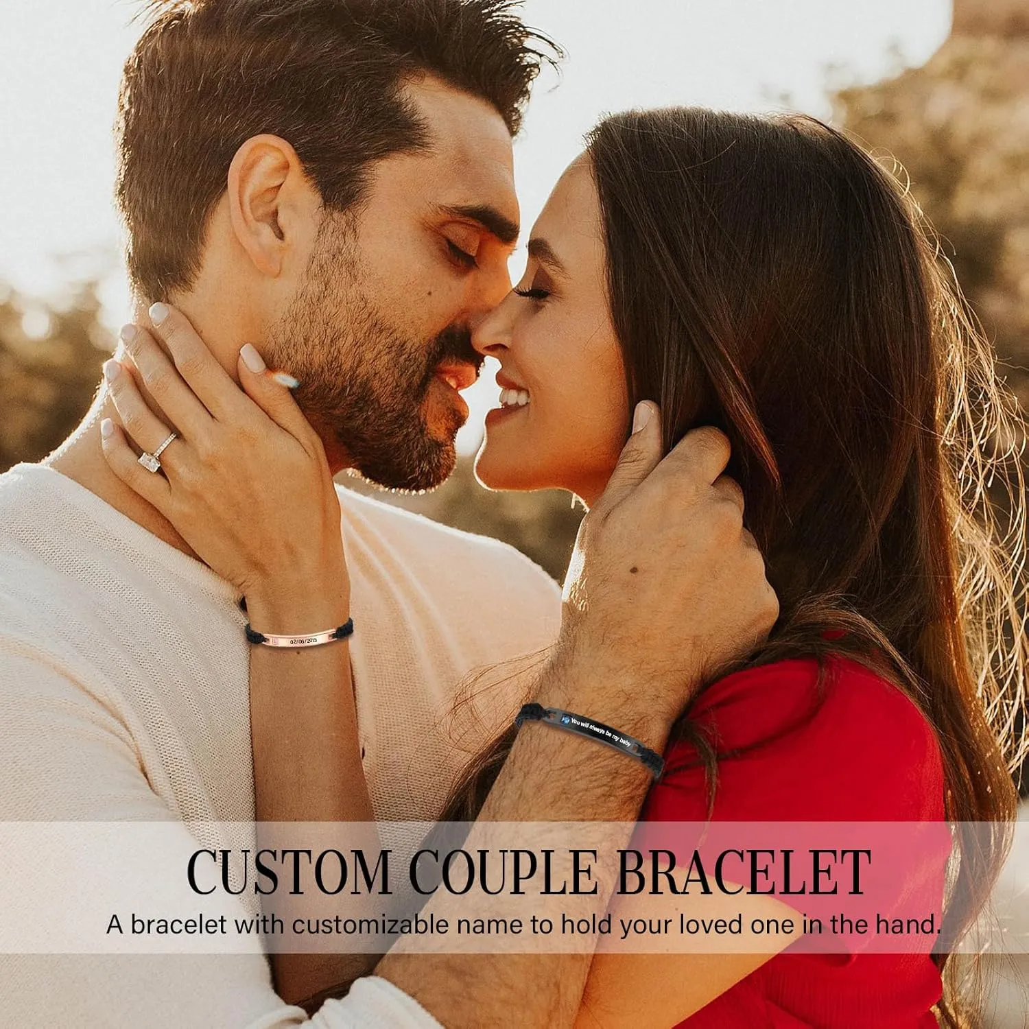 Personalized Name ID Couples Bracelet - Custom Engraving Handmade Braided Long Distance Relationship Adjustable Bracelets Personalized Gift for Men Women