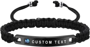 Personalized Name ID Couples Bracelet - Custom Engraving Handmade Braided Long Distance Relationship Adjustable Bracelets Personalized Gift for Men Women