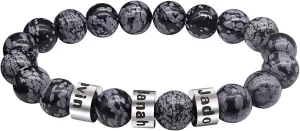 Personalized Stone Beads Bracelets for Men with Name Engraved Lava Beads Bracelet Tiger Eye Beads Custom Family Name Bracelet for Fathers Day