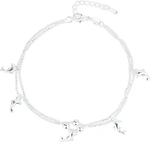 Personalized Tiny Dolphin Bracelet, Sterling Silver Dainty Link Chain Bracelet for Women Adjustable Bracelet for Women Girl