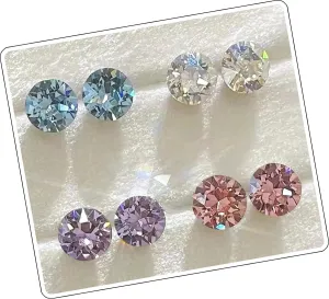 POWER BALANCE Hypoallergenic S925 Stud Earrings for Women, Sparkling 6mm Cubic Zirconia Cartilage Earrings, Stackable Multiple Piercing Jewelry (4 ColorsLight Pink, White, Purple, Blue)