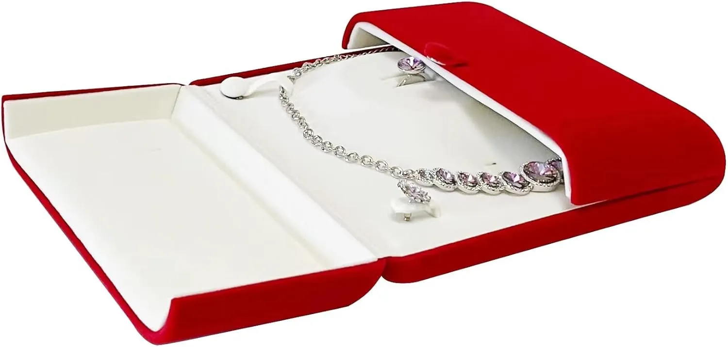 Premium Grade Classic Red Velvet Jewelry Box Storage Case Packaging Jewelry Set Earring Necklace Ring Present Box