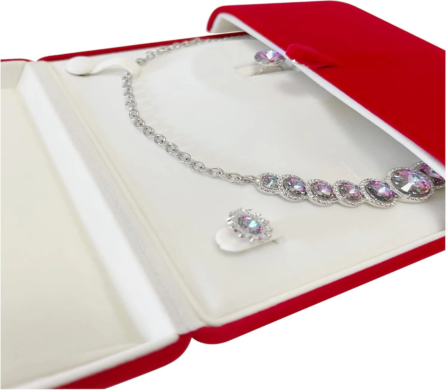 Premium Grade Classic Red Velvet Jewelry Box Storage Case Packaging Jewelry Set Earring Necklace Ring Present Box