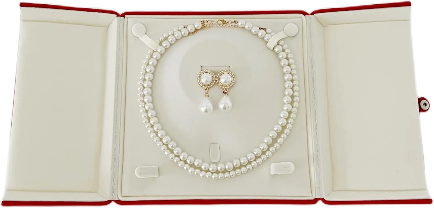 Premium Grade Classic Red Velvet Jewelry Box Storage Case Packaging Jewelry Set Earring Necklace Ring Present Box