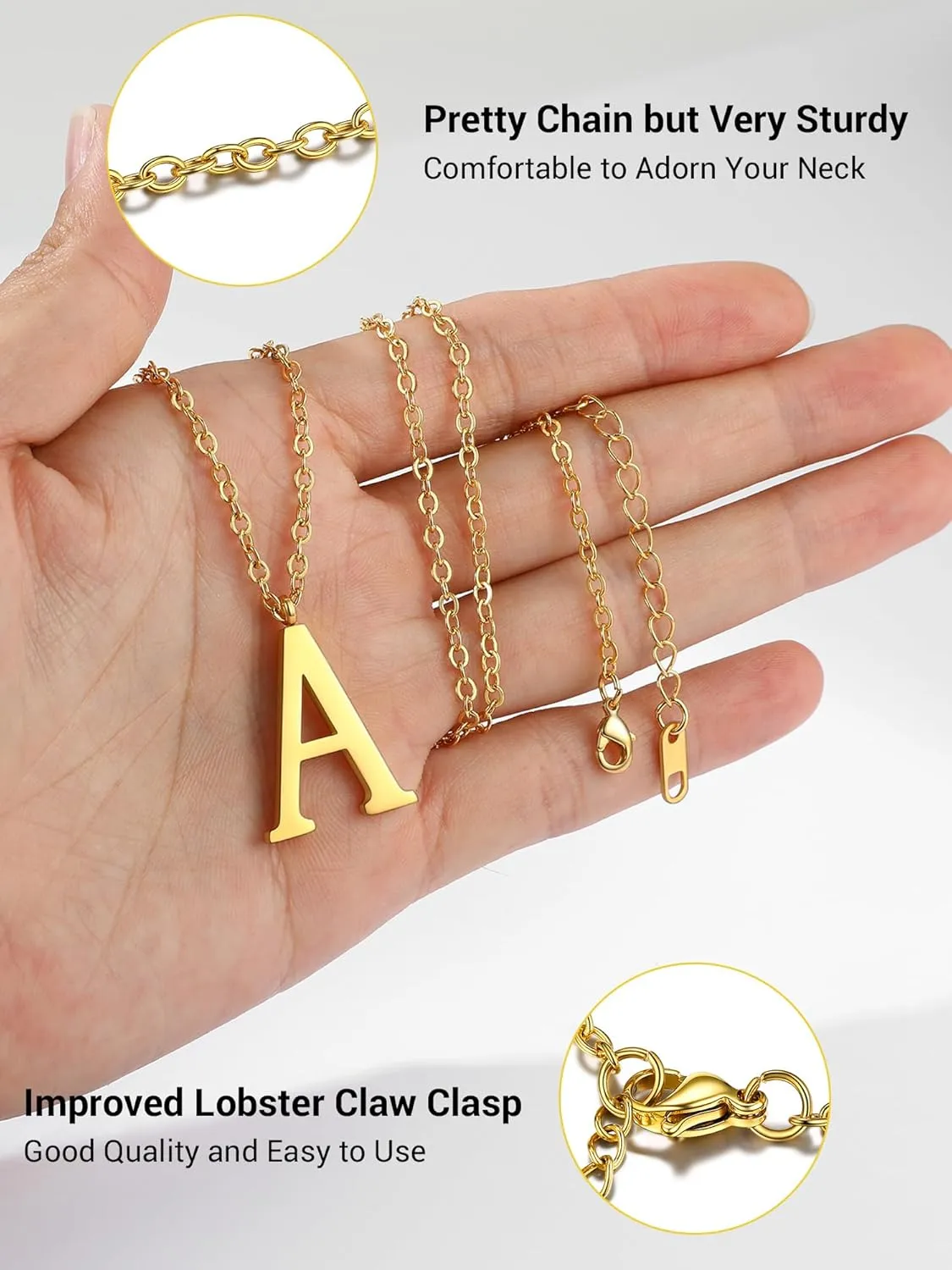 PROSTEEL Initial Necklaces for Women Trendy, Gold Plated/Black 316 Stainless Steel A-Z Letter Necklace, Name Jewelry, 20"-22" Adjustable, Come with Box