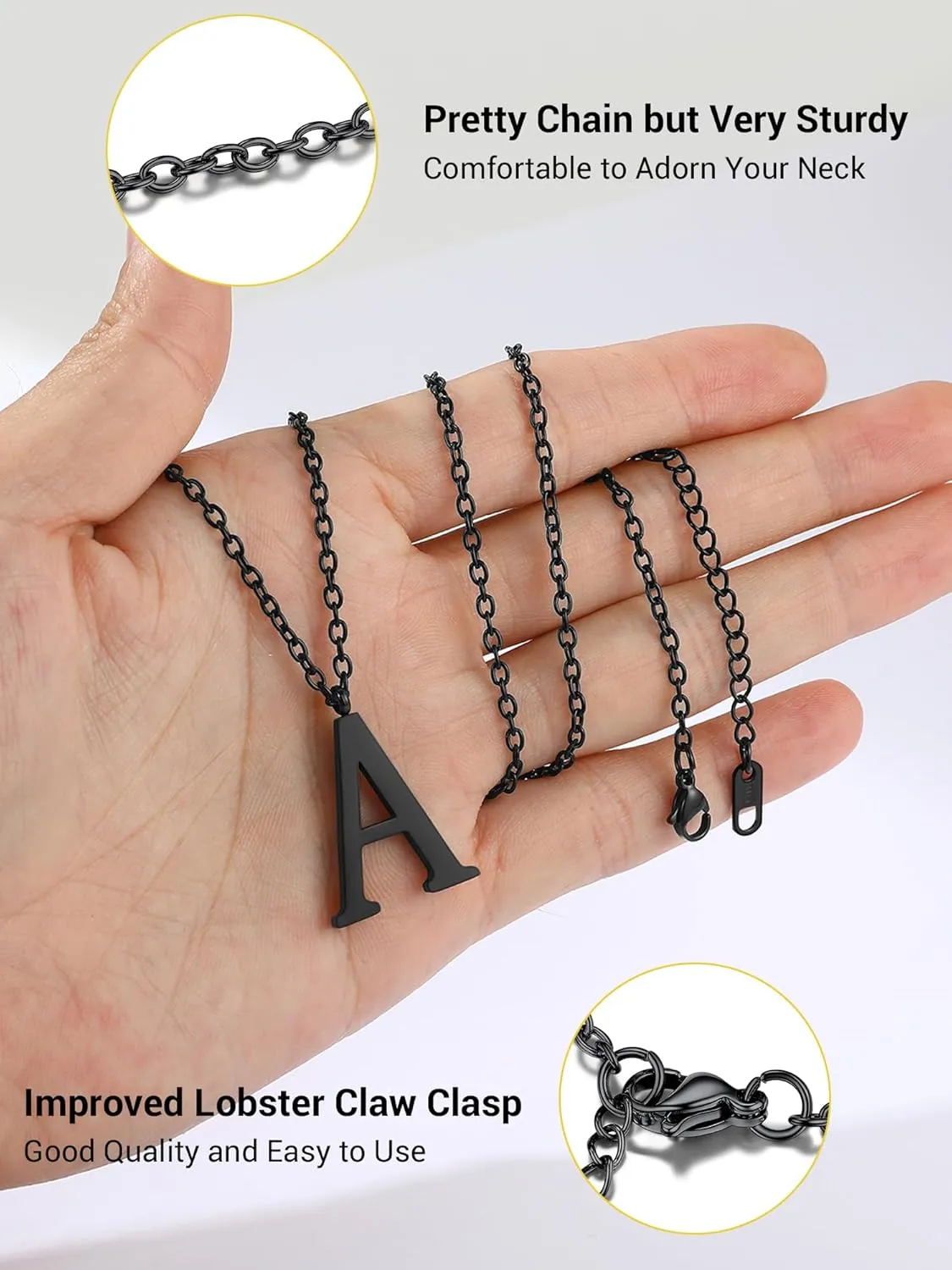 PROSTEEL Initial Necklaces for Women Trendy, Gold Plated/Black 316 Stainless Steel A-Z Letter Necklace, Name Jewelry, 20"-22" Adjustable, Come with Box